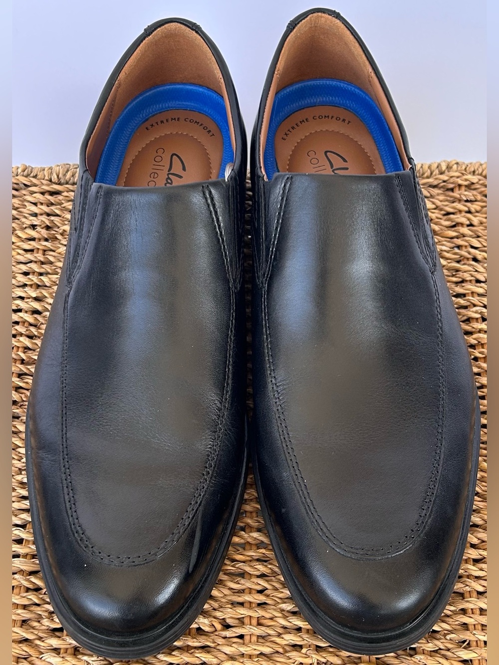 Clarks Men’s Whiddon Step Loafer Leather Slip On Double Gore Black Size 8W